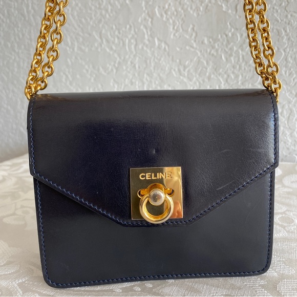 Celine Handbags - Céline Navy leather door knocker detail mini bag
